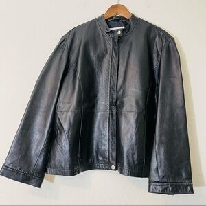 Elisabeth by Liz Claiborne Leather Jacket Women Size Large Color Black